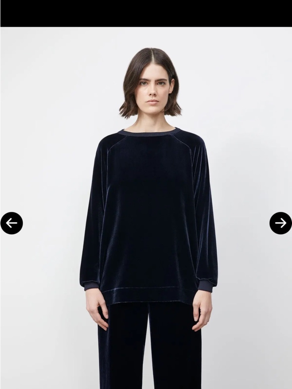 Lafayette 148 New York Sz M Calver Velvet Dark Blue (ink) Pullover Sweatshirt